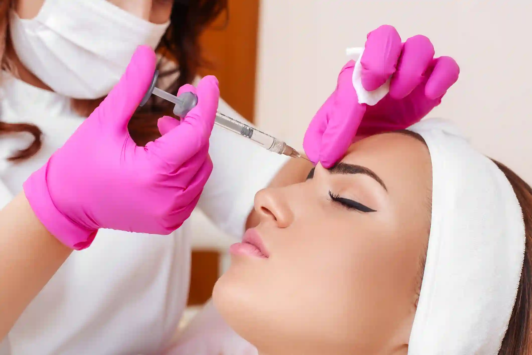 Mesotherapy injections in the face.